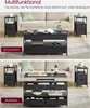 The image shows a coffee table in two different configurations: as a coffee table and as a dining table. It is placed in a living room setting with a sofa and a side table. Produktbild-Vorschau
