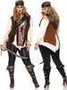 A woman wearing a pirate costume, shown from the front and back. Produktbild-Vorschau