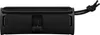 A black Bluetooth speaker is shown from the side, with a strap tied to one end. Voir les images du produit