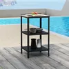 An outdoor stand with kitchenware next to a swimming pool. Voir les images du produit