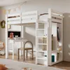 Kinder Hochbett Etagenbett 90x200cm Weiß mit Schreibtisch, Produktbild-Vorschau 1