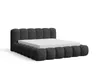 A dark gray upholstered bed frame with a white mattress, shown from a side-angle on a white background. Voir les images du produit