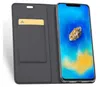 A flip case for a Huawei Mate 20 Pro phone is shown open, displaying the phone's screen and the inside of the case with a card slot. Náhľad obrázku produktu