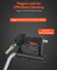 Close-up of a pressure washer gun with text overlays highlighting features. Produktbild-Vorschau