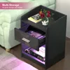 Nachttisch mit LED-Beleuchtung 58cm hoch mit 1 Schubladen 2 Produktbild-Vorschau 3
