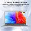 A laptop with a colorful abstract wallpaper on its screen, set against a light gray and white abstract background. Produktbild-Vorschau