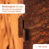 Close-up of a rusty metal joint, with text overlay describing tool-free assembly. Produktbild-Vorschau