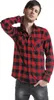 A man wearing a red and black checkered flannel shirt and jeans, posing against a white background. Produktbild-Vorschau