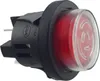 A close-up studio shot of a red illuminated push-button switch. Produktbild-Vorschau