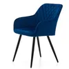 A blue velvet armchair with black legs is shown against a white background. Produktbild-Vorschau