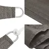 A collage of close-up images showing the details of a grey sun sail, including its D-ring attachment and fabric texture. Produktbild-Vorschau