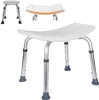 Three views of an adjustable shower stool. Produktbild-Vorschau