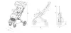 Technical drawings of a stroller with dimensions indicated. Produktbild-Vorschau