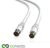 A white TV antenna cable with gold-plated connectors is shown against a white background. Produktbild-Vorschau