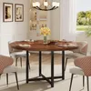 A dining room scene with a round wooden table and chairs, set for a meal. Produktbild-Vorschau