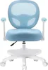 A studio shot of a blue and white ergonomic desk chair. Podgląd zdjęcia produktu