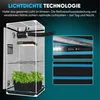 A grow tent with plants inside, along with close-up views of the tent's zipper and seams. Produktbild-Vorschau