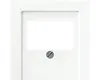 A close-up, front-facing view of a white electrical outlet cover with a central rectangular opening and a single screw below it. Produktbild-Vorschau