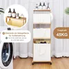 A bamboo laundry basket with three fabric storage bins, shown next to a washing machine. Text overlays highlight features and load capacity. Anteprima dell’immagine prodotto