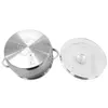 A stainless steel pot with a glass lid, viewed from above. Podgląd zdjęcia produktu