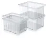 Two clear plastic storage boxes are stacked and placed next to each other on a white background. Voir les images du produit