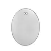 A round mirror with a black frame and a logo in the center, isolated on a white background. Produktbild-Vorschau
