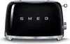 A black SMEG toaster with silver accents is shown from the front on a white background. Náhľad obrázku produktu