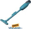 A teal and black Makita cordless handheld vacuum cleaner is shown against a white background. There are promotional text overlays at the bottom. Podgląd zdjęcia produktu