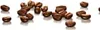A collection of coffee beans scattered on a white surface with reflections. Náhled obrázku produktu