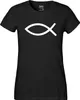 Huuraa Damen T-Shirt Fische Symbol XL Black Bio Baumwolle Produktbild-Vorschau 2