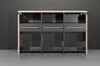 A modern sideboard or cabinet with three drawers and three open shelves, presented against a neutral background. Produktbild-Vorschau