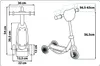 Diagrams showing the dimensions of a 3-wheel scooter. Náhľad obrázku produktu
