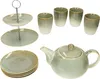 10tlg Teeset Scones Grün Etagere Kanne Becher Teller Produktbild-Vorschau 1