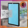 An air purifier filter is shown with illustrations of viruses being filtered out and leaves representing clean air. Podgląd zdjęcia produktu
