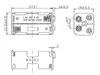 Technical drawing of a battery holder with dimensions and specifications. Podgląd zdjęcia produktu