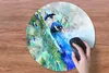 MuchoWow® Mauspad Mousepad Aquarell - Pfau - Blau 50x50 cm Produktbild-Vorschau 3