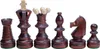 A collection of dark brown wooden chess pieces against a white background. Produktbild-Vorschau