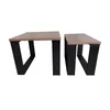 Two modern coffee tables of different sizes with wooden tops and black metal frames, isolated on a white background. Náhled obrázku produktu