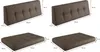 Four different views of brown upholstered furniture cushions, with dimensions indicated. Produktbild-Vorschau