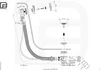 Technical drawing of a bathtub faucet set with dimensions and assembly details. Produktbild-Vorschau