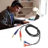 A young person wearing headphones is studying at a desk with a laptop and books. A cable with multiple connectors is in the foreground. Podgląd zdjęcia produktu