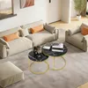 Couchtisch Rund aus Holz,Satztisch 2er Set,Imitation Marble Produktbild-Vorschau 6