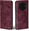 A burgundy flip-style phone case for a Xiaomi Redmi A3 is shown from two angles. Produktbild-Vorschau