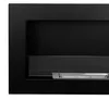 A close-up view of a modern black ethanol fireplace insert with a glass barrier. Voir les images du produit