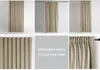 A collage of images showing different ways to hang curtains and a text overlay. Produktbild-Vorschau
