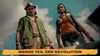 Two people stand looking up, with a yellow banner at the bottom. Produktbild-Vorschau
