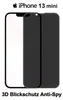 A screen protector for an iPhone 13 mini is shown, with the phone outline visible and the protector covering the screen. Produktbild-Vorschau