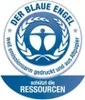 A blue and white circular seal with text and a graphic. Produktbild-Vorschau