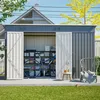 Metall Gerätehaus mit Holzunterstand Garten Brennholzlager Produktbild-Vorschau 10