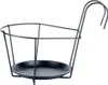 A black metal hanging planter basket with a tray. Náhľad obrázku produktu